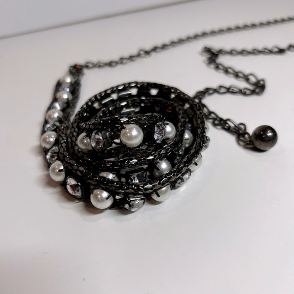 Women’s Pearl & Crystal Chain Belt, Body Jewelry, lobster clasp closure One Size - Picture 9 of 13